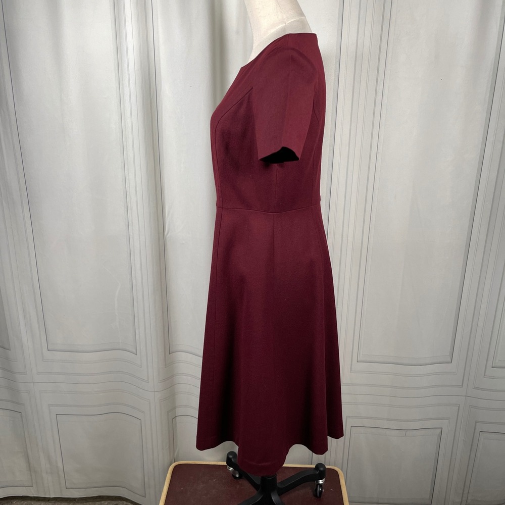 Talbots Burgundy Wool Fit & Flare Dress Size 2 Short‎ Sleeve - Picture 9 of 15